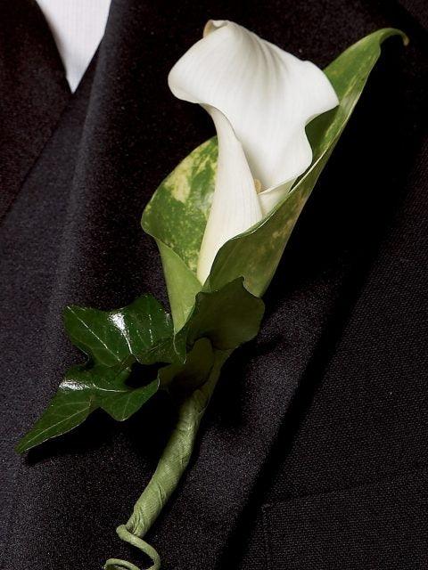 Chic White Calla Lily Buttonhole - Rams florists