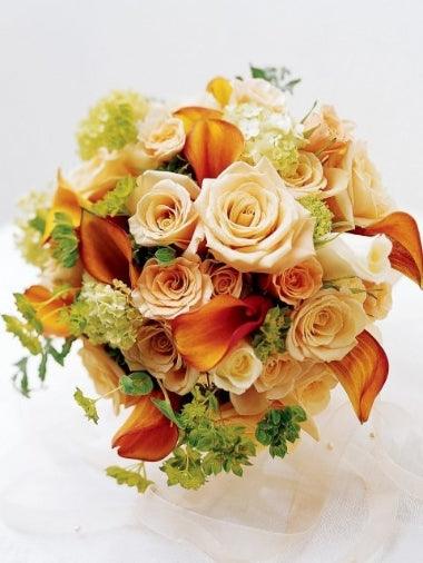 Sweet Peach Rose & Calla Lily Bridal Bouquet - Rams florists