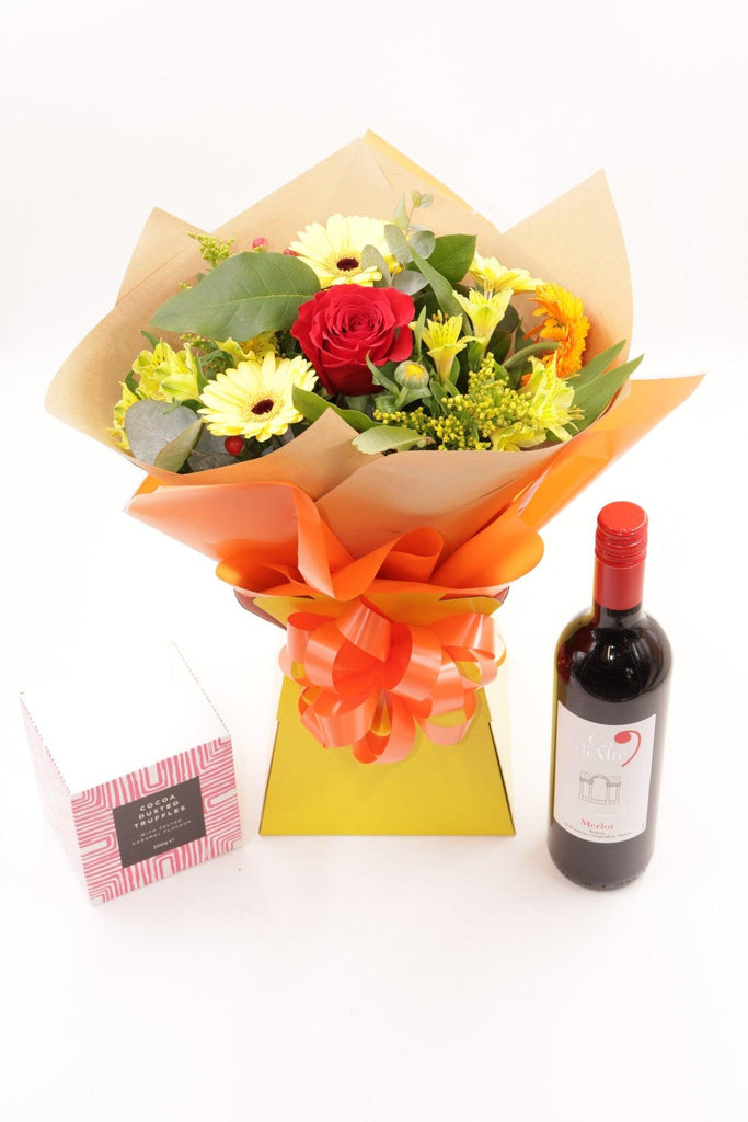 Congratulations Gift Set with Chocolates Card & Alcohol - Rams florists