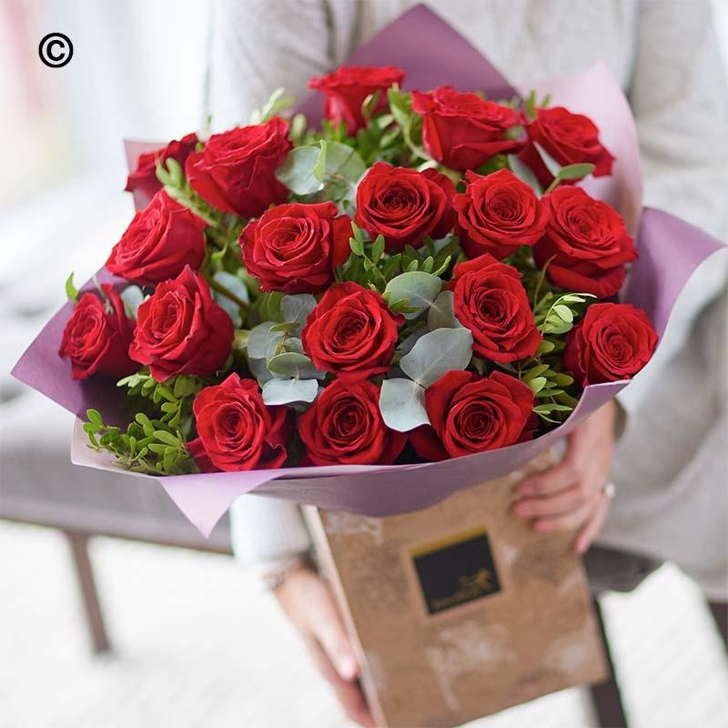 Valentines 18 Red Rose  Hand tied