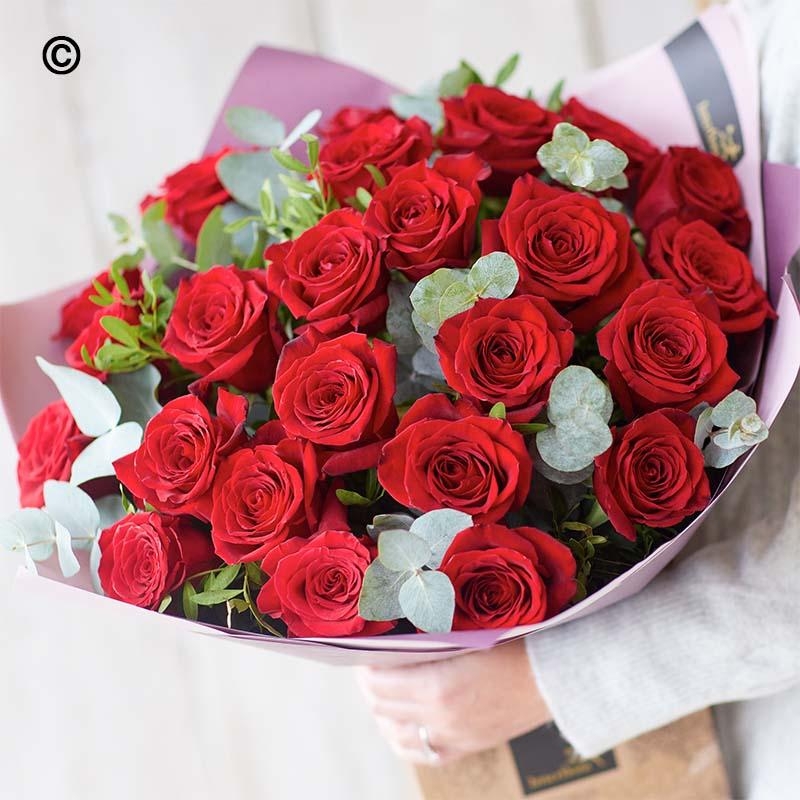 Valentines 24  Red Rose  Hand tied