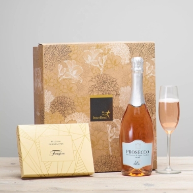 Sparkling Rose Prosecco and Belgian Chocolates Gift Set