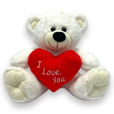 SITTING BEAR WITH RED I LOVE YOU HEART