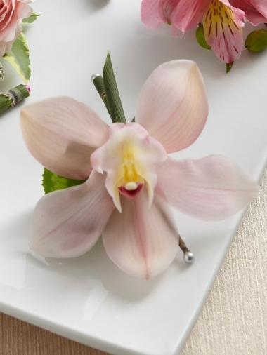 Pink Cymbidium Orchid Boutonniere