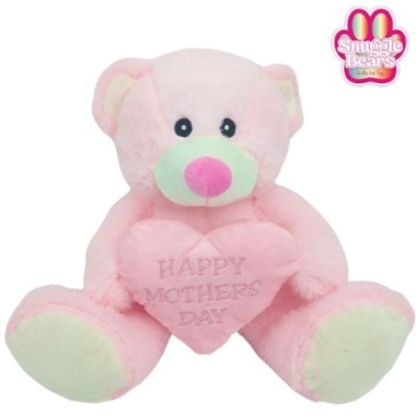 SITTING BEAR WITH HAPPY MOTHERS DAY HEART PINK