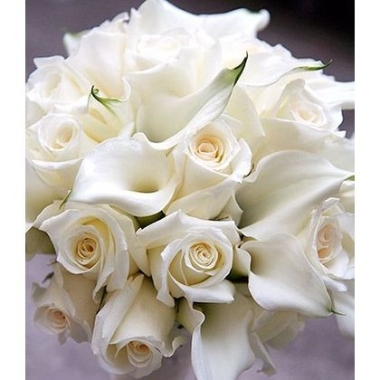 White rose and Calla lilies